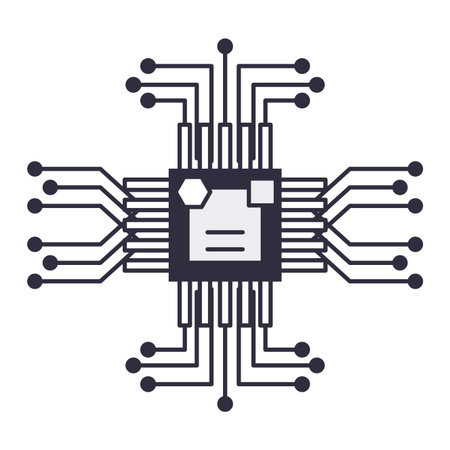 Microchip technology symbol in black and white vector illustration graphic designのイラスト素材