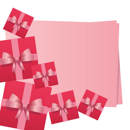 Blank frame with pink giftboxes vector illustration graphic designのイラスト素材
