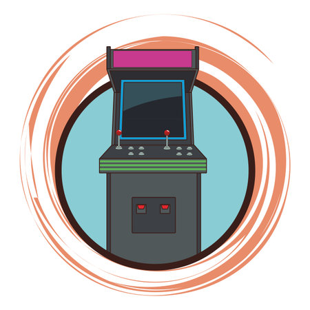 Arcade retro videogame cartoon round icon vector illustration graphic designのイラスト素材