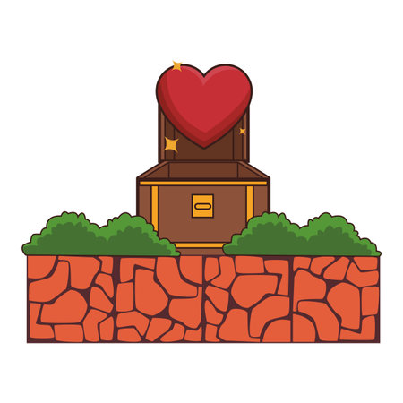 Videogame scenery with chest cartoon vector illustration graphic designのイラスト素材