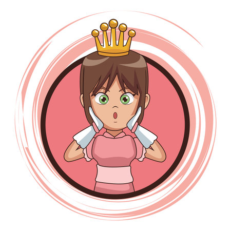 Princess videogame cartoon round icon vector illustration graphic designのイラスト素材