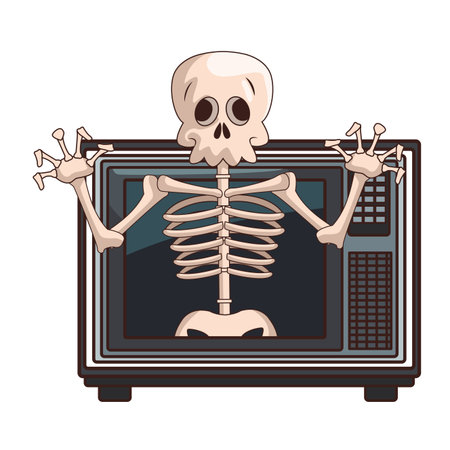 Skull videogame cartoon on retro tv screen vector illustration graphic designのイラスト素材
