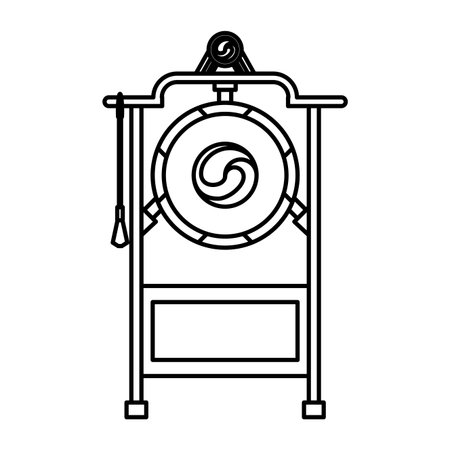 Asian gong instrument in black and white vector illustration graphic designのイラスト素材