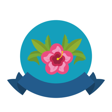 Flower symbol isolated round emblem vector illustration graphic designのイラスト素材