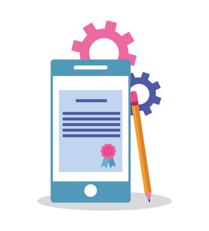 Office and business technology from smartphone vector illustration graphic designのイラスト素材