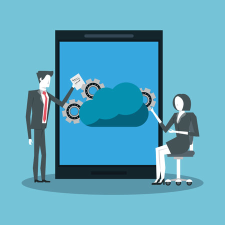 Office and business technology elements and symbols vector illustration graphic designのイラスト素材