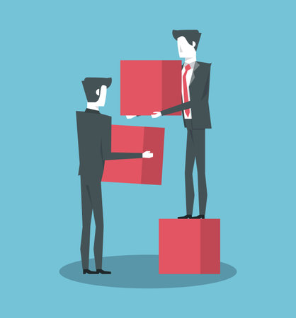 Business coworkers with profit statistics bars vector illustration graphic designのイラスト素材