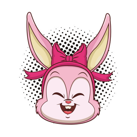 Rabbit cartoon face pop art vector illustration graphic designのイラスト素材