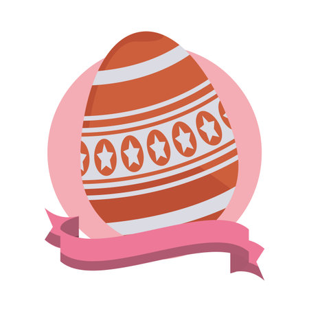 Easter egg round emblem with blank ribbon banner vector illustration graphic designのイラスト素材