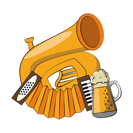 Beer and music instruments cartoons vector illustration graphic designのイラスト素材