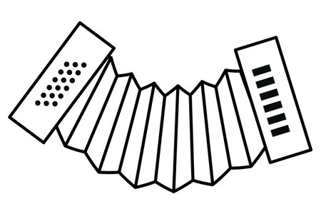 Accordion music instrument in black and white vector illustration graphic designのイラスト素材