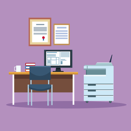 Empty office interior scenery with elements vector illustration graphic designのイラスト素材