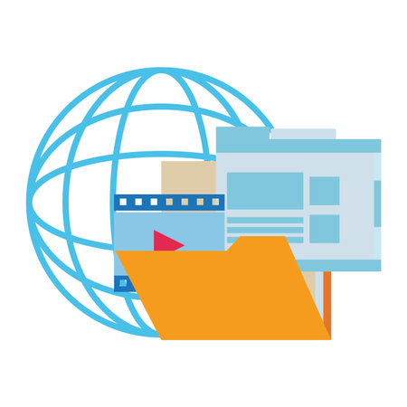 Multimedia technology video folder and browser symbols vector illustration graphic designのイラスト素材