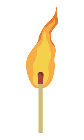 Matchstick on fire isolated vector illustration graphic designのイラスト素材