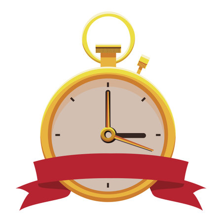 Vintage timer clock ribbon banner vector illustration graphic designのイラスト素材