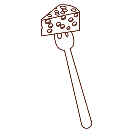 Cheese on fork in black and white vector illustration graphic designのイラスト素材