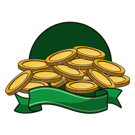 Saint patricks day coins emblem blank ribbon banner vector illustration graphics designのイラスト素材