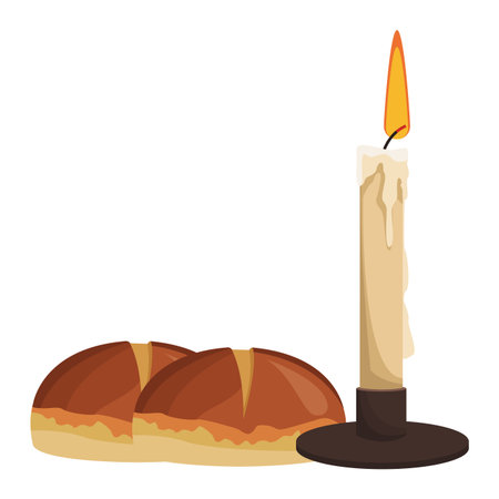 Christian candle and breads elements and symbols vector illustration graphic designのイラスト素材