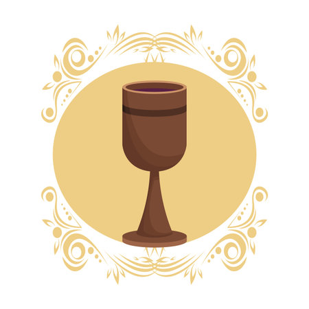 Wooden chalice wine round antique icon vector illustration graphic designのイラスト素材
