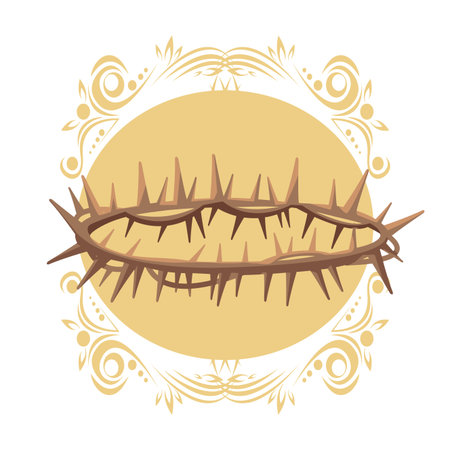 Christ thorns crown round antique icon vector illustration graphic designのイラスト素材