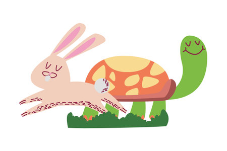 Rabbit and turtle anima cute cartoons vector illustration graphic design vector illustration graphic designのイラスト素材