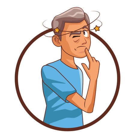 Alzheimer old man round icon cartoon vector illustration graphic designのイラスト素材