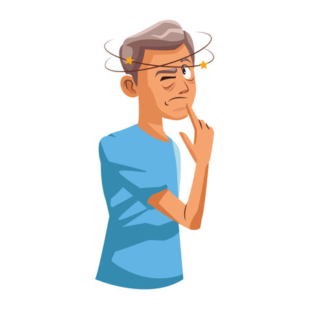 Alzheimer old man cartoon vector illustration graphic designのイラスト素材