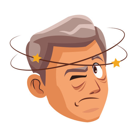 Alzheimer old man face cartoon vector illustration graphic designのイラスト素材