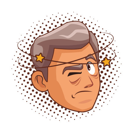Alzheimer old man face cartoon pop art vector illustration graphic designのイラスト素材