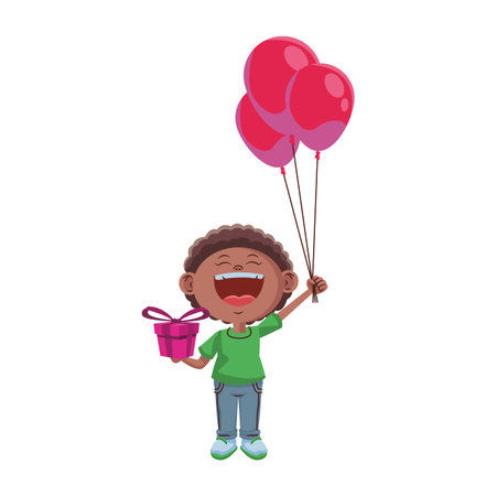 Cute boy with balloons cartoon vector illustration graphic designのイラスト素材