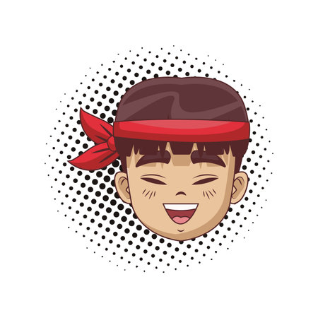 Young and happy asian man cartoon pop art vector illustration graphic designのイラスト素材