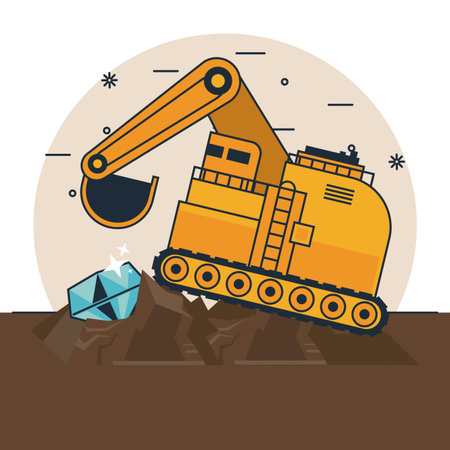 Mining cave and tools cartoons vector illustration graphic designのイラスト素材