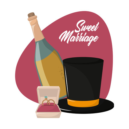 sweet marriage invitation card cartoon vector illustration graphic designのイラスト素材