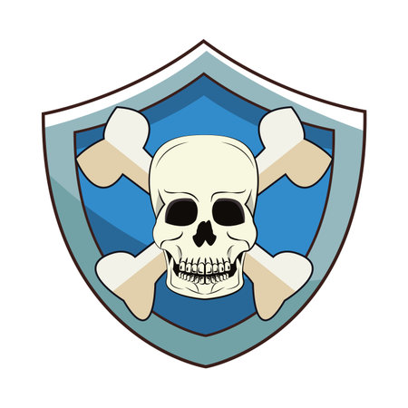 Danger skull shield emblem vector illustration graphic designのイラスト素材