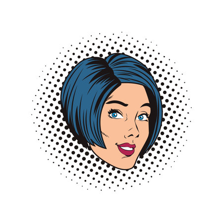 Pop art short hair woman cartoon vector illustration graphic designのイラスト素材