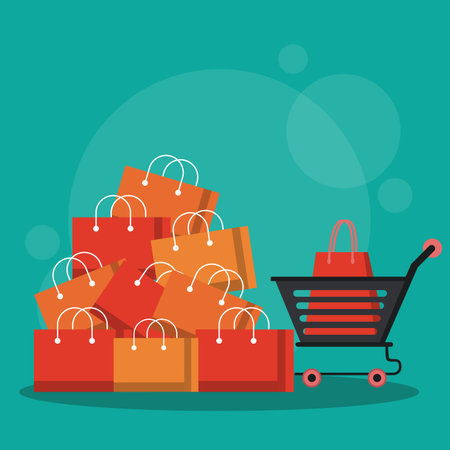 Shopping bags sales and discounts vector illustration graphic designのイラスト素材