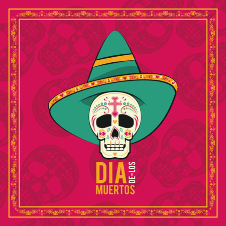 day of the dead card skull cartoons vector illustration graphic designのイラスト素材