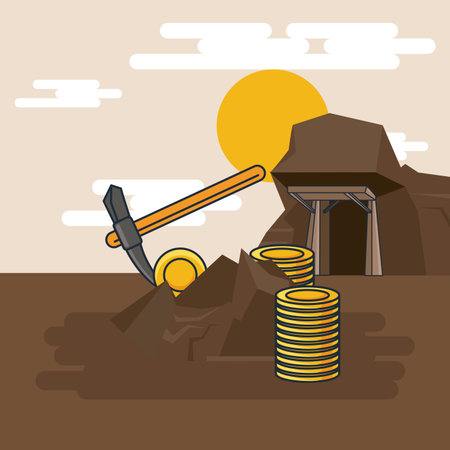 Pickaxe extraction of gold for mining vector illustration graphic designのイラスト素材