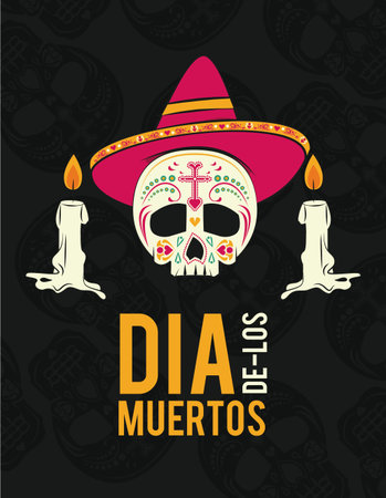 day of the dead card skull cartoons vector illustration graphic designのイラスト素材