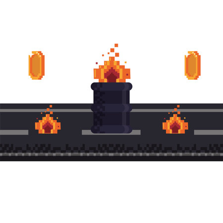 Videogame pixelated street with coins urban scenery vector illustration graphic designのイラスト素材