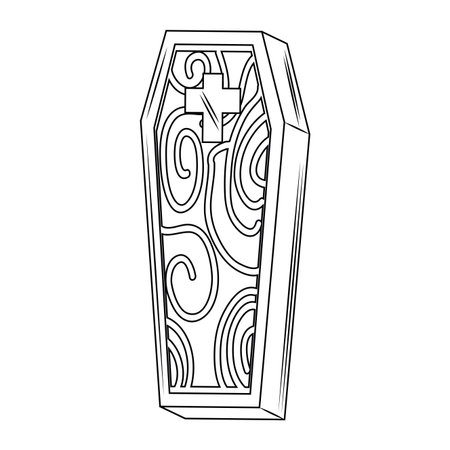 Halloween coffin cartoon in black and white vector illustration graphic designのイラスト素材