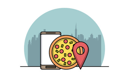 Buy and delivery online food order from smartphone vector illustration graphic designのイラスト素材