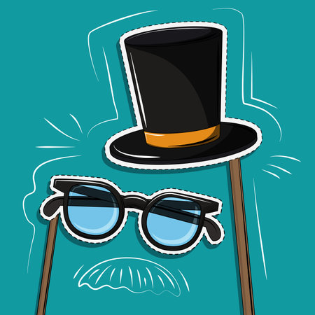 Booth prop sticks party with cut lines vector illustration graphic designのイラスト素材