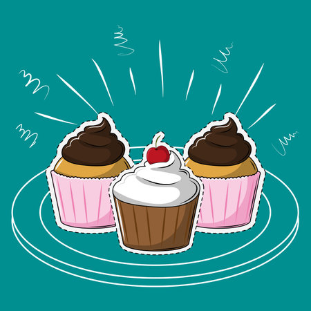 Cute Desserts cartoons cut lines vector illustration graphic design vector illustration graphic...