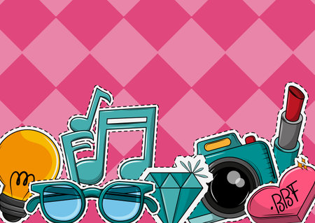 Fashion booth props cartoons with cut lines vector illustration graphic designのイラスト素材