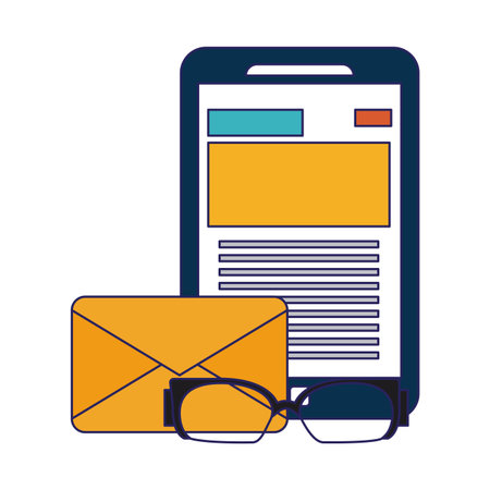 Smartphone and envelope with glasses vector illustration graphic designのイラスト素材
