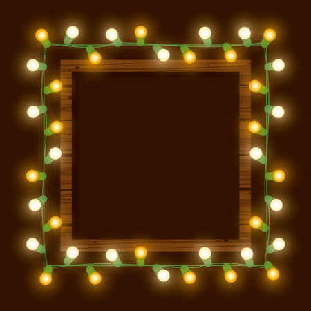 christmas frames with christmas lights for decoration vector illustration graphic designのイラスト素材
