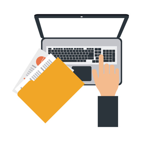 Laptop and office elements vector illustration graphic designのイラスト素材