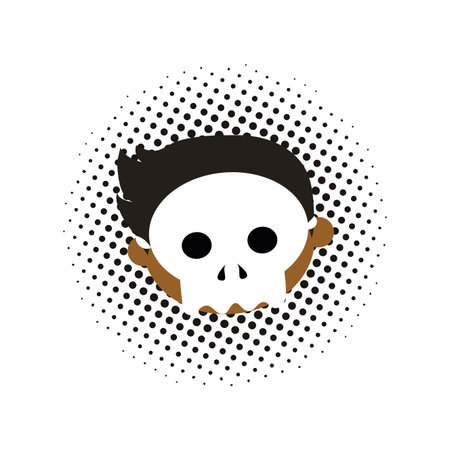 halloween boy with death and costume mask dotted background vector illustration graphic designのイラスト素材