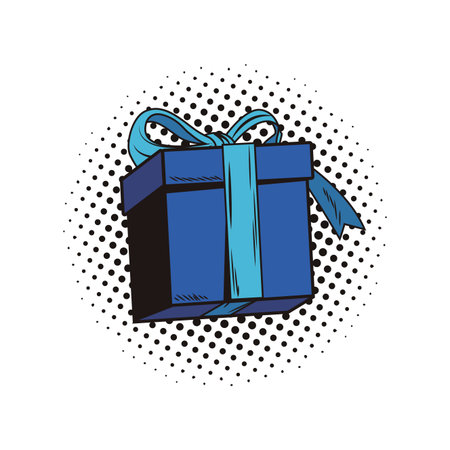 pop art blue gift cartoon vector illustration graphic designのイラスト素材